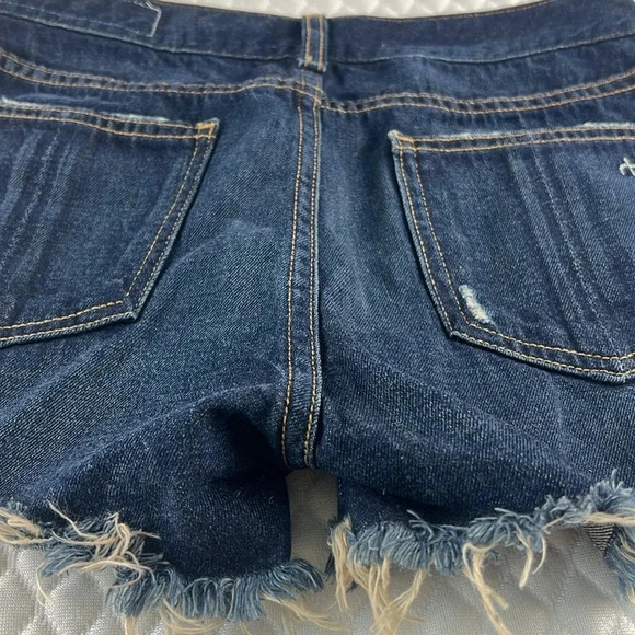 Rag & Bone Doris Cut Off Distressed Denim Shorts Dark Wash Size 24 - Picture 8 of 13